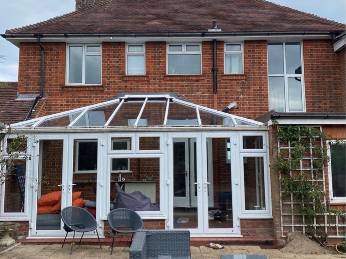 Conservatory roof: before and after, before the work