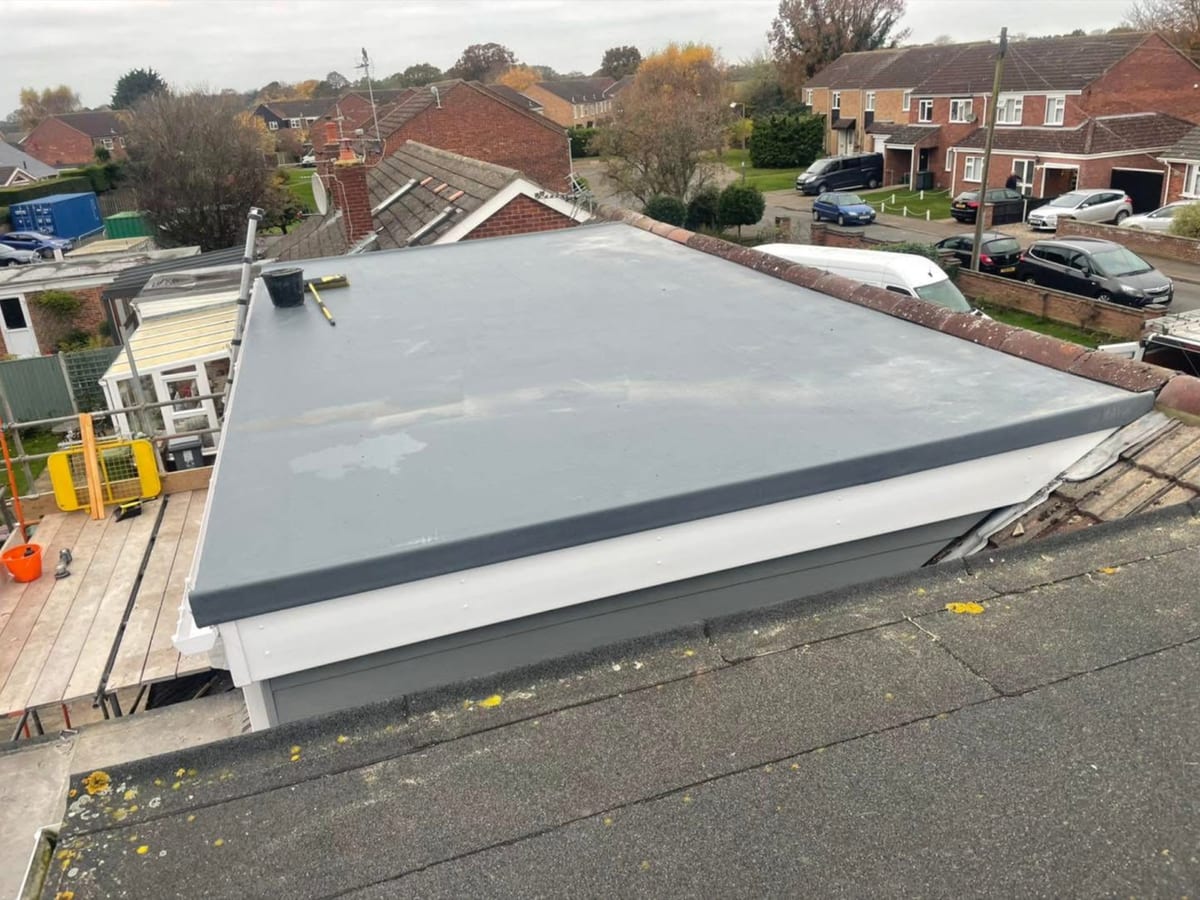 GRP fibreglass flat roof, Corton