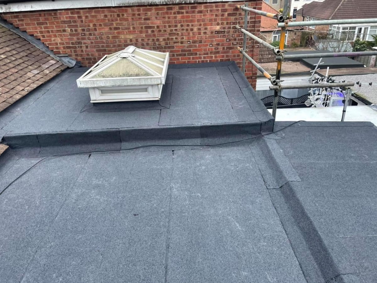 Torch-on felt flat roof, Oulton Broad
