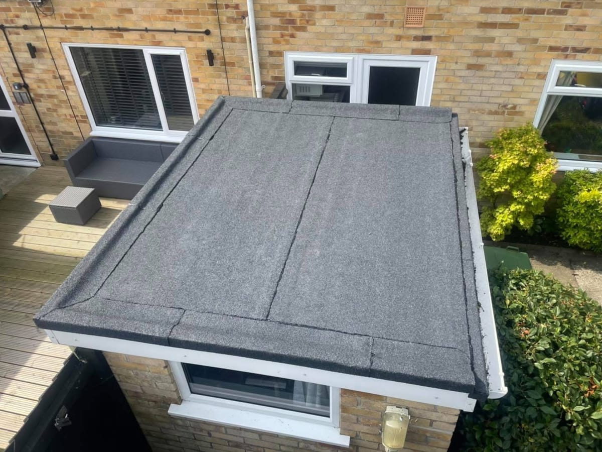 Torch-on felt flat roof, Oulton Broad