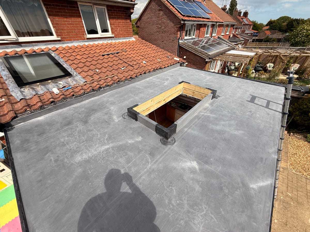 EPDM rubber flat roof, Bradwell