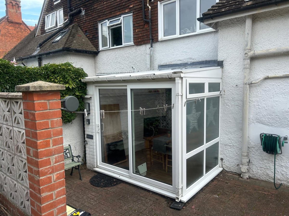 Conservatory roof: before and after, before the work