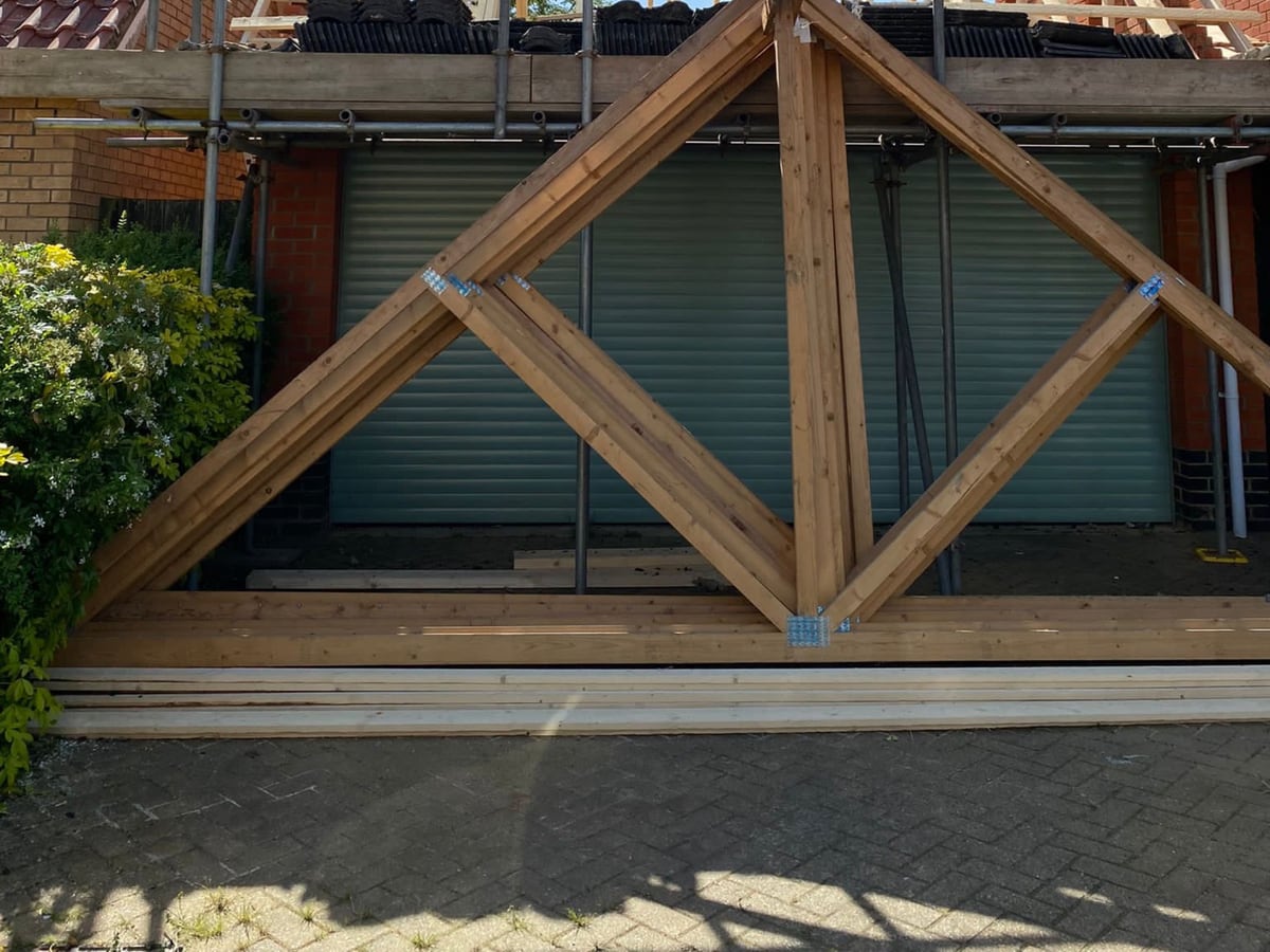 New roof timbers, Bungay
