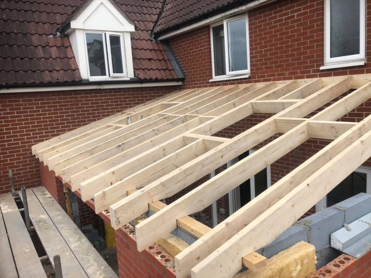 New roof timbers, Caister-on-Sea