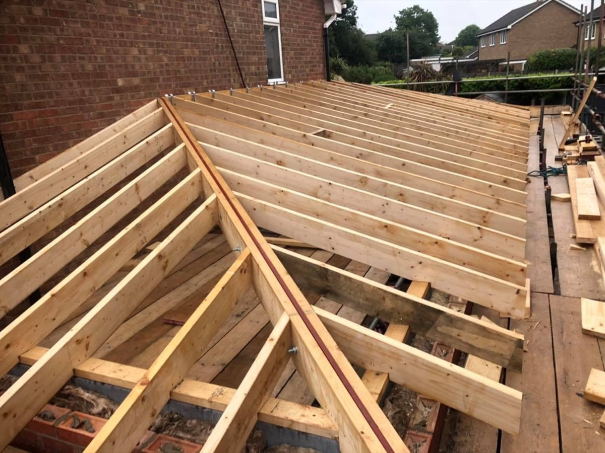 New roof timbers, Caister-on-Sea