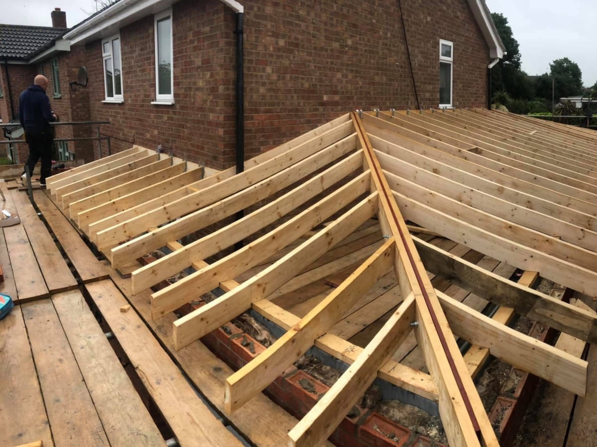 New roof timbers, Caister-on-Sea