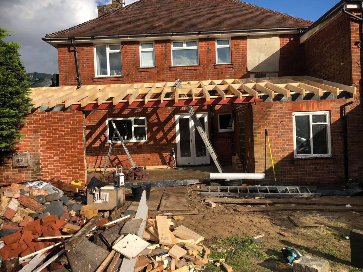 New roof timbers, Caister-on-Sea