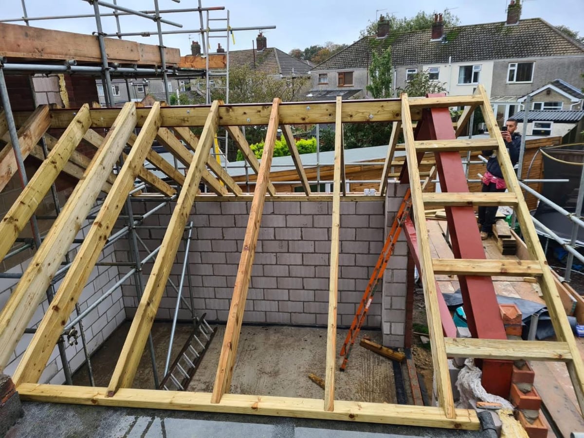 New roof timbers, Caister-on-Sea