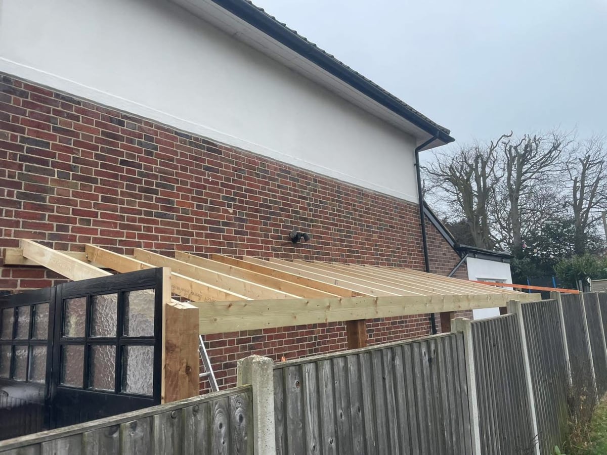 New roof timbers, Caister-on-Sea