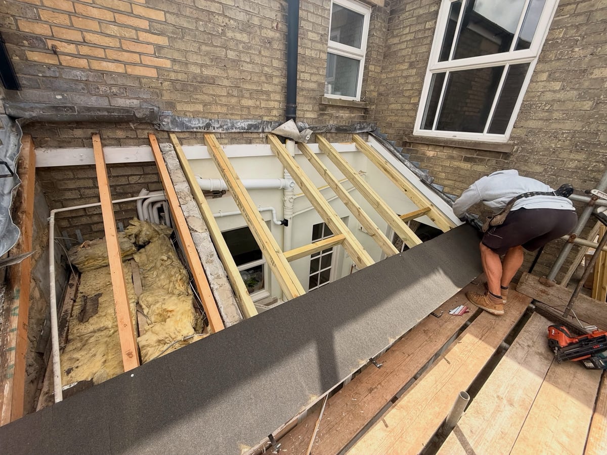 New roof timbers, Caister-on-Sea