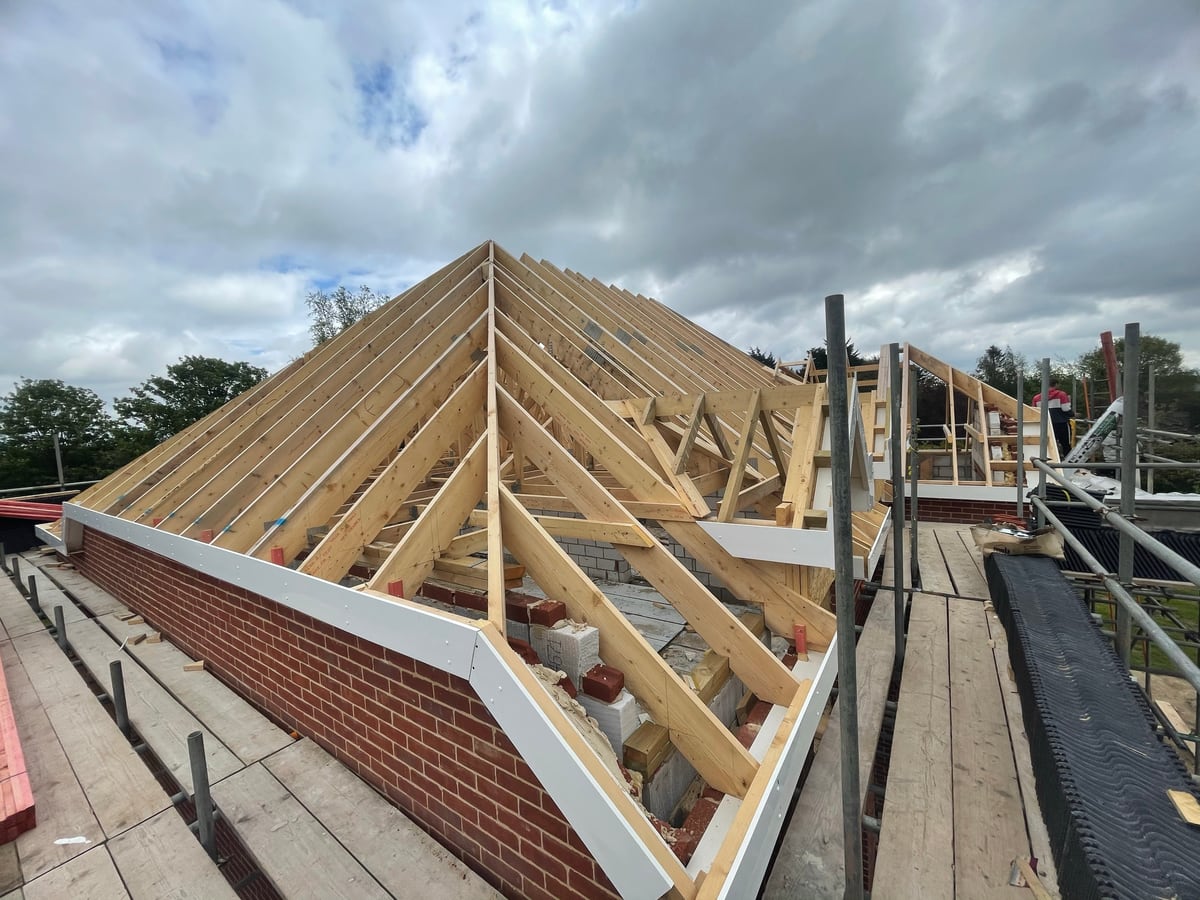 New roof timbers, Gorleston